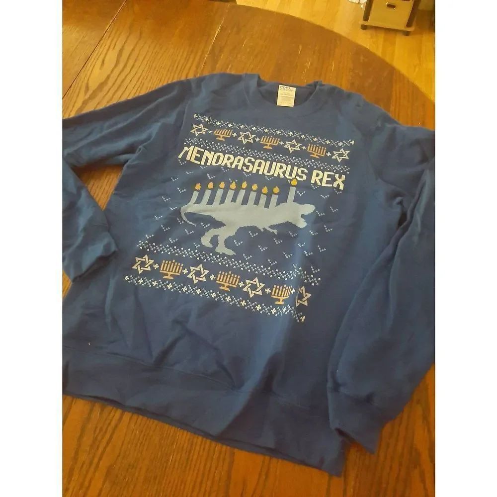 New Small Menorasaurus Rex Long Sleeve Pullover Crew Neck Sweatshirt NWT